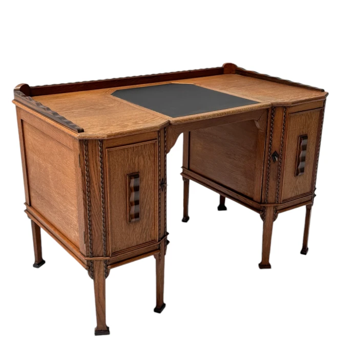 Art Deco Amsterdamse School Oak Pedestal Desk, 1920s